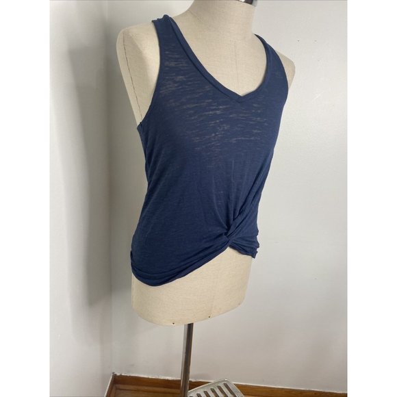 Altar'd State tank top size S Womens Navy Blue Knot Front V Neck Racerback - Picture 3 of 6